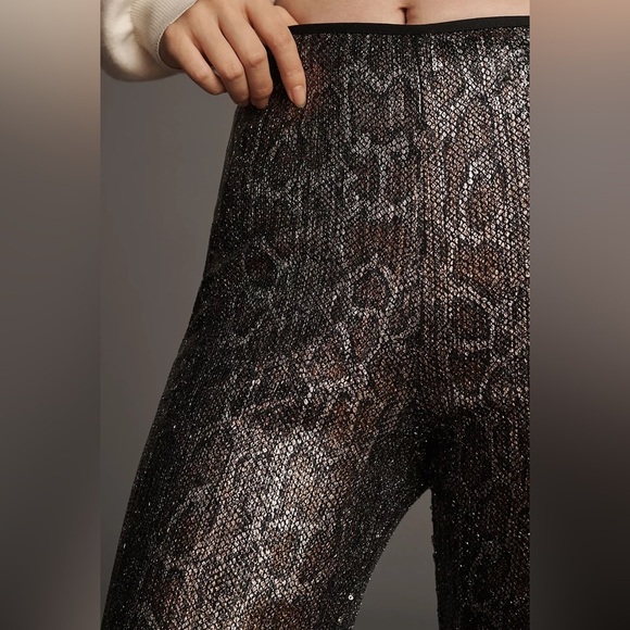 Anthropologie Sequin Snake Joni Pants Women’s Size 6 NWT Brown Gray Animal Print - Picture 3 of 16